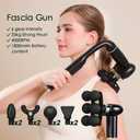 Massage Gun with Extension Handle, Handheld Foot Back Neck Shoulder Massager with 6 Adjustable Speeds & Modes and 5 Replaceable Heads for Gym & Home Use, Birthday Gifts for Men