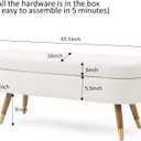 IAFIKE Oval Storage Bench 43.5" Ottoman Bench Upholstered Boucle Fabric Footrest Bench with Golden Metal Legs End of Bed for Bedroom, Living Room, Entryway,Bed Side (Ivory)