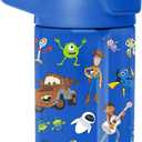 Simple Modern Disney Kids Tritan Plastic Summit Water Bottle | 12 oz BPA-Free Cup with Covered Leak Proof Straw Lid for Boys, Girls, Toddlers | Pixar Mashup on Blue