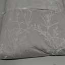 Duvet Cover Set Full/Queen Size Washed Cotton Yarn, Jacquard Gray and White Thin Branch Pattern Floral Style 3Piece Bedding Set