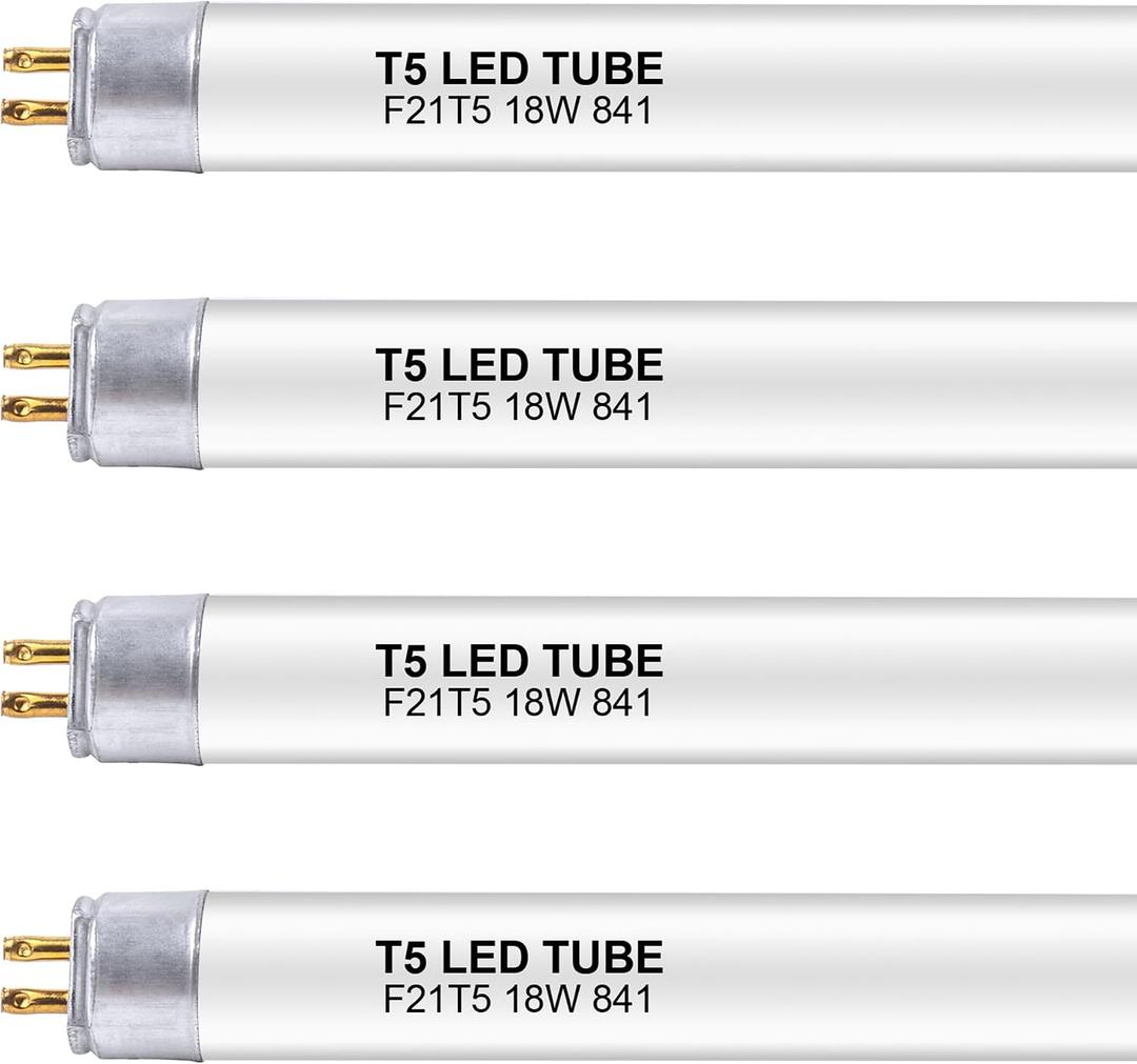 34 Inch F21T5/CW LED Replacement Bulbs, 4100K Cool White, T5 LED 18 Watts Replace Fluorescent Bulb with LED, Replacement Tube for Counter and Cabinet Fixture, 4 Pack