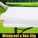 Smiry Rectangle Picnic Table Cloth, Waterproof Elastic Fitted Tablecloths for 4 Foot Tables, Washable Polyester Table Cover for Camping, Indoor and Outdoor (White, 30"x48")