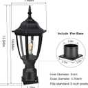 FUDESY Outdoor Post Lights, Electric Exterior Lamp Post Light Fixture with Pier Mount Base, LED Bulb Included, Anti Corrosion Black Plastic Materials, Pole Lanterns for Garden, Patio, Pathway