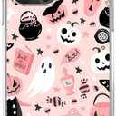 Pink Halloween Pumpkin Ghost Case Compatible with iPhone 14 Pro, Witchy Pumpkin Halloween Boo Cover for iPhone 14 Pro, Cool Cute TPU Bumper Phone Case Cover for iPhone 14 Pro