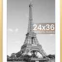 Upsimples 24x36 Poster Frame, Display Pictures 20x30 with Mat or 24x36 Without Mat, Wall Hanging Picture Frame, Gold, 1 Pack
