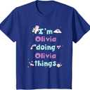 Kids Cute Olivia Personalized First Name Girls T-Shirt