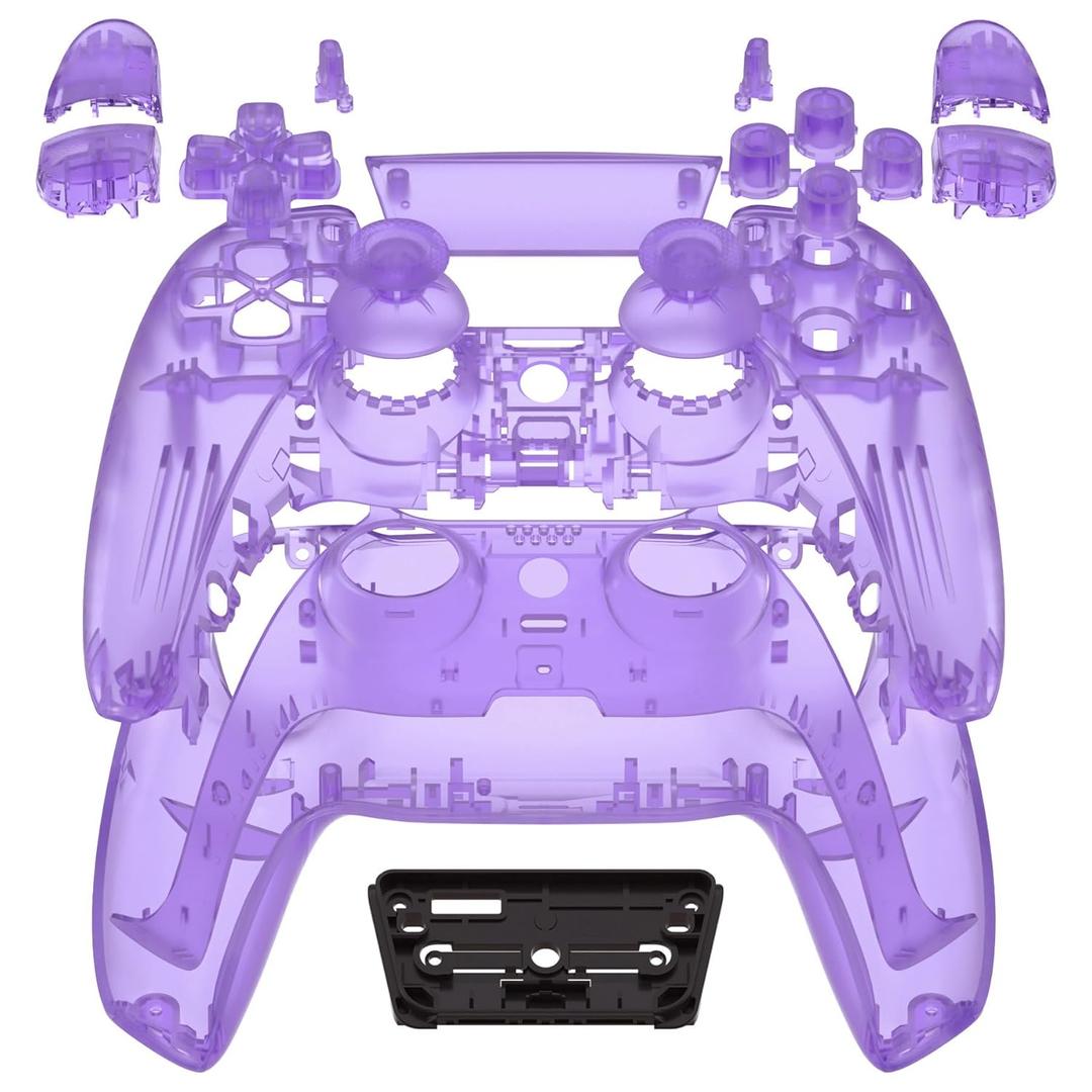 eXtremeRate Full Set Shell with Buttons Touchpad Cover, Clear Atomic Purple Custom Replacement Decorative Trim Shell Front Back Plates Compatible with p s 5 Controller BDM-010 BDM-020 Models