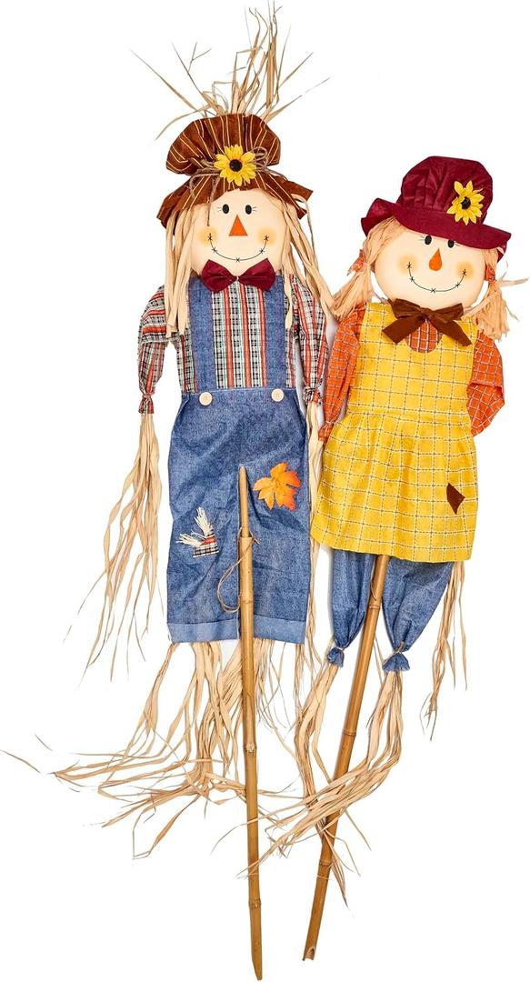 5" Scarecrow On Pole, Set of 2