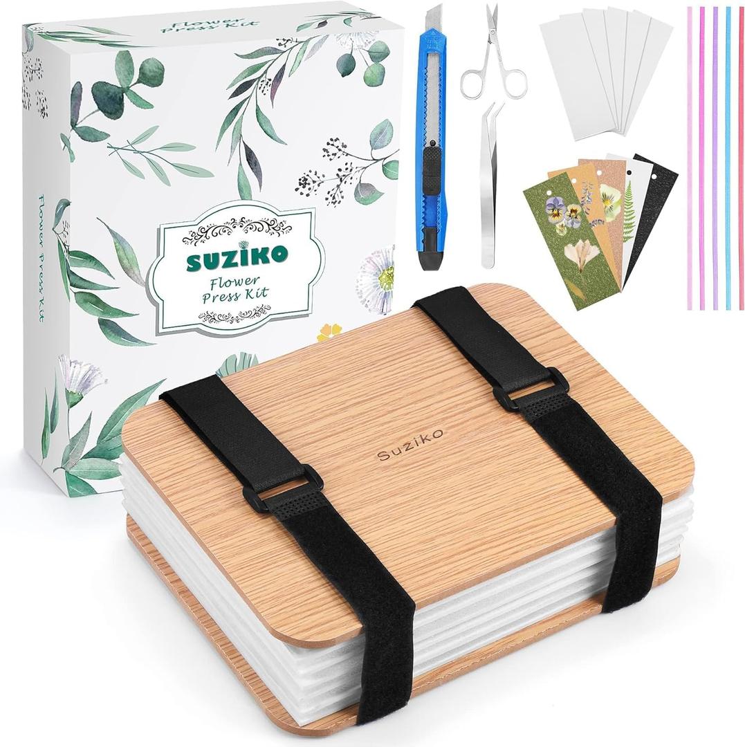 Professional Flower Press Kit 6 Layers 6.3 x 8.3 inch, Flower Pressing Kit for Adults Kids, Leaf Press,Great Gift for Any Occasion (wood)