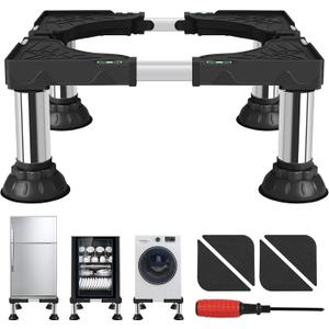 ToLanbbt Mini Fridge Stand Adjustable Height 8.3"-9.3" Washer and Dryer Stand Base with 4 Strong Feet Washing Machine Universal Stand Pedestal for 16"-24" Furniture Portable Appliance Black