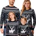Ugly Christmas Sweaters for Women Men Kids 2024 Family Matching Christmas Sweater Funny Xmas Holiday Knit Pullover (Black)