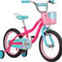 Schwinn Elm and Koen Bike or Balance Bike, 12-20 Inch Bike for Kids Ages 2-13, Black, Blue, Red, Teal, Pink or Purple, SmartStart Ergonomic Design, Adjustable Seat Grows with Child, Training Bicycle (Basket/16-Inch Wheels)