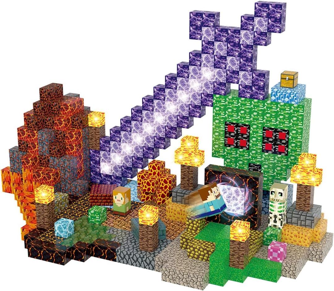 Magnetic Blocks Building Toys Set, Magnetic Building Blocks STEM Construction Toys, 3D Sword Light Up Magnet Cubes Montessori Sensory Stacking Toy for Toddlers Age 3 4 5 6 7 8 Magnetic Blocks Building Toys Set, Magnetic Building Blocks STEM Construction Toys, 3D Sword Light Up Magnet Cubes Montessori Sensory Stacking Toy for Toddlers Age 3 4 5 6 7 8