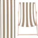 GORGECRAFT 44.49x17 Beach Sling Chair Replacement Canvas Tan and White Stripes Patio Sling Chairs Cloth Outdoor Folding Chair Fabric Folding Sling Lounge Chairs Canvas for Sunbathing Garden Courtyard