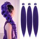 Purple Braiding Hair 24Inch 3 Packs Braiding Hair Pre Stretched Colored Hair Extensions for Twist or Box Braids Long Synthetic Crochet Braids for Stage Party Christmas Halloween Costume Cosplay