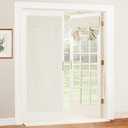 RYB HOME 100% Blackout Tricia Door Curtains, Linen Textured Blend Thermal Insulating Privacy French Door Window Tie Up Shades Living Room Curtains for Kitchen, W 30 x L 69 inches, Ivory, 1 Panel