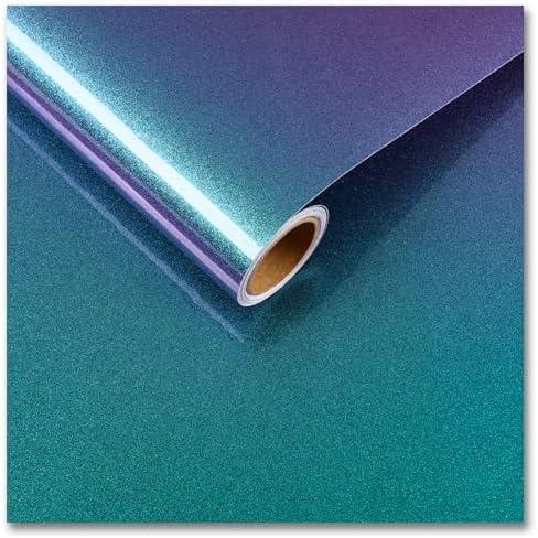 CRE8TIVE Glossy Teal Green Blue Purple Glitter Wallpaper for Bedroom 12"x354" Iridescent Holographic Glitter Contact Paper Peel and Stick Self Adhesive Removable Wallpaper for Kitchen Bathroom Drawers