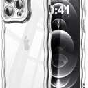 SKYLMW Compatible with iPhone 12 Pro Max Case Wavy Frame Cute,Silver