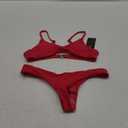 SherryDC Women's Solid Scoop Neck Push Up Padded Brazilian Thong Bikini Swimsuit, Red, (US 2-4) S