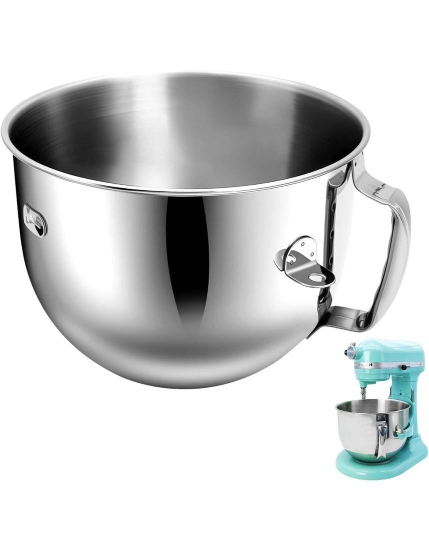 7 Quart Stainless Steel Mixer Bowl Compatible with KitchenAid Bowl-Lift Stand Mixers,Dishwasher Safe, Large Capacity Mixing Bowl Replacement Accessory