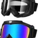 Lievermo Dirt Bike Goggles 2 Pack - Motorcycle, ATV, Riding, Ski, Windproof Racing Glasses (Colorful + Clear)