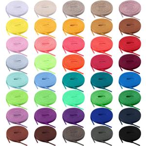 BQTQ 40 Pairs Colored Shoe laces Flat Shoelaces Multipack Shoestrings for Sneakers Skates Sport Shoes Boots (40 Colors) (47 inches)