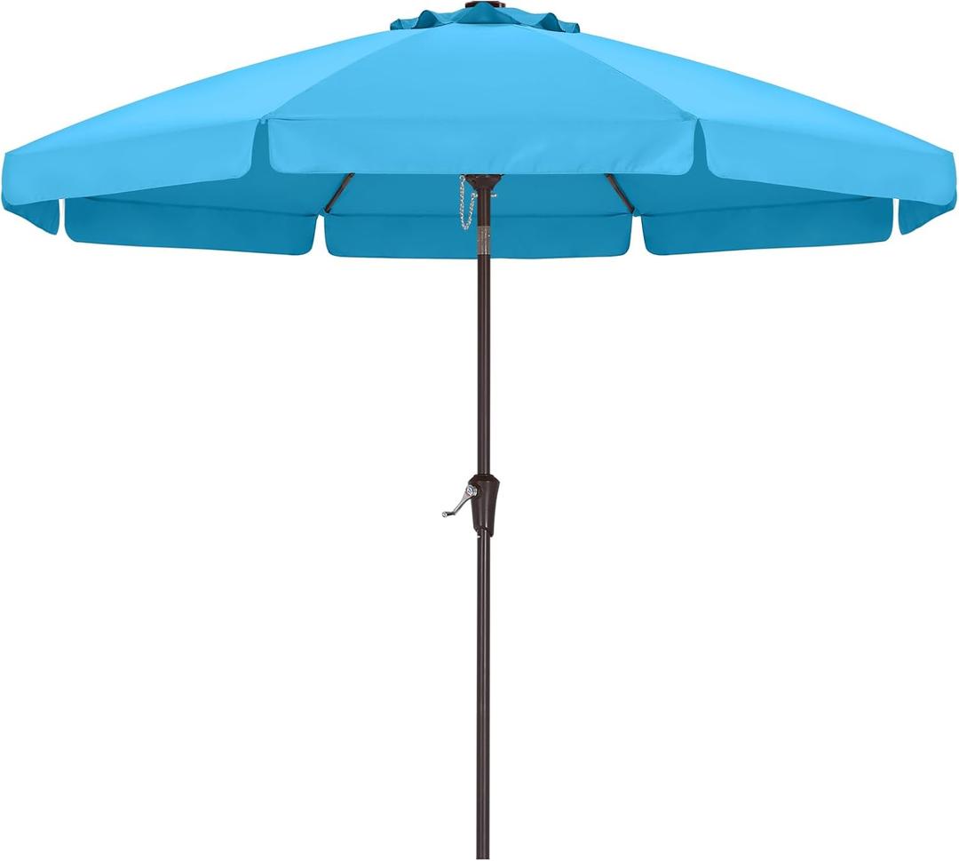 ABCCANOPY 9ft Scalloped Patio Umbrella, Outdoor Table Umbrella with Tilt and Crank, Fiberglass Ribs Deck Umbrella for Patio, Pool, Garden, Picnic (Turquoise)