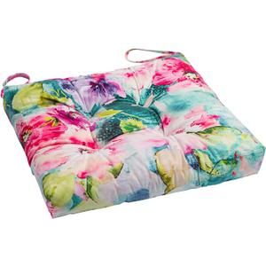 4-Pack Outdoor/Indoor Wicker Patio Seat Cushion Pad with Ties - Weather Resistant, Dining Chair Cushion, 17" x 17"(Watercolor Flowers)