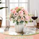 Tigeen 6 Bundles Artificial Bouquet Flowers Artificial Peonies Faux Roses Silk Flowers Hydrangea Bouquet for Wedding Table Centerpiece Floral Vase Decor (Pink)