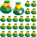 Sratte 10 Pcs Green Graduation Rubber Ducks 2025 Grad Silicone Duck Bulk Graduation Small Rubber Animal Gift Cake Topper for Teacher Graduation Party Favors Supplies