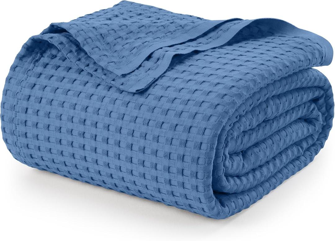 Utopia Bedding Wedgewood 100% Cotton Waffle Blanket 300 GSM [Twin - 90x72 Inch] Soft Lightweight Breathable Bed Blanket for All Season