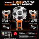 1300N.m(960Ft-lbs) Cordless Impact Wrench 1/2" Brushless High Torque Impact Wrench with 2x 4.0Ah Batteries, 6 Sockets, Charger, Extension Bar for Car, RV, Truck Wheel Lug Nuts