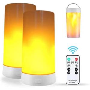 2PCS LED Flame Light, USB Rechargeable Flame Lamp with Remote & Timer, Waterproof Dimmable Flameless Candles Light for Home Party Garden Camping Halloween Christmas Decoration