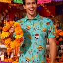 uideazone Golf Shirts for Men Dry Fit Polo Shirt Short Sleeve Moisture Wicking Golf Polos Performance Golf Tennis Shirt (Small, Funny Maxico Cactus)