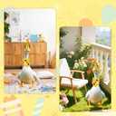 3 x Happy Birthday Porch Goose Outfit, Glitter Hat and Triangular Bandana Set for 23"/ 17'' Goose Costume Clothes for Outdoor Yard Garden Lawn Statues Art Decoration (Yellow)