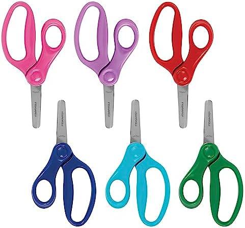 Fiskars 5" Blunt-Tip Scissors for Kids 4+ (6-Pack) - Kids Scissors for School or Crafting - Back to School Supplies - Assorted Colors
