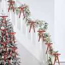 Pack of 5 EFETSH Velvet Ribbon Bows for Christmas Tree - 30 PCS 5x7 Inch - Velvet Bows Ornaments for Christmas Trees Decorations Gifts Party Door Garland Wreath Decor - Red