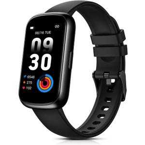 Fitness Tracker for Women Men, Smart Watch Band with 24/7 Heart Rate Blood Oxygen Sleep Monitor, Calories Step Tracker Pedometer 3ATM Waterproof Activity Tracker for Android iOS, Black