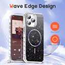 Compatible with iPhone 14 Pro Max Case Magnetic Glitter iPhone 14 Pro Max Phone Case 6.7" with Curly Wavy Frame Design [Bling & Cute][Compatible with Mag-Safe],Black