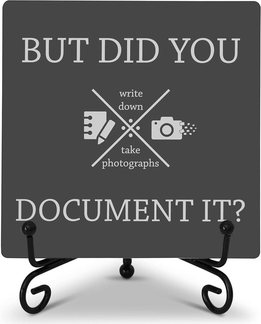 But Did You Document It, HR Gifts for Women Men, Funny Office Desk Decor with Iron Stand, Humor Wood Plaque Desk Decorative Sign Office Decoration for Shelf Table Decor - B04