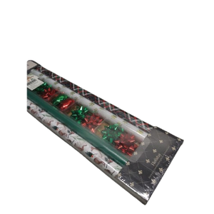 LaRibbons Christmas Wrapping Paper Set, Reindeer & Snowflake Design with Gift Bow & Ribbons & Tags, Perfect for Holiday, Party, Xmas Celebration,30 Inch X 10 Feet (4Rolls, 100 sq.ft.ttl.)