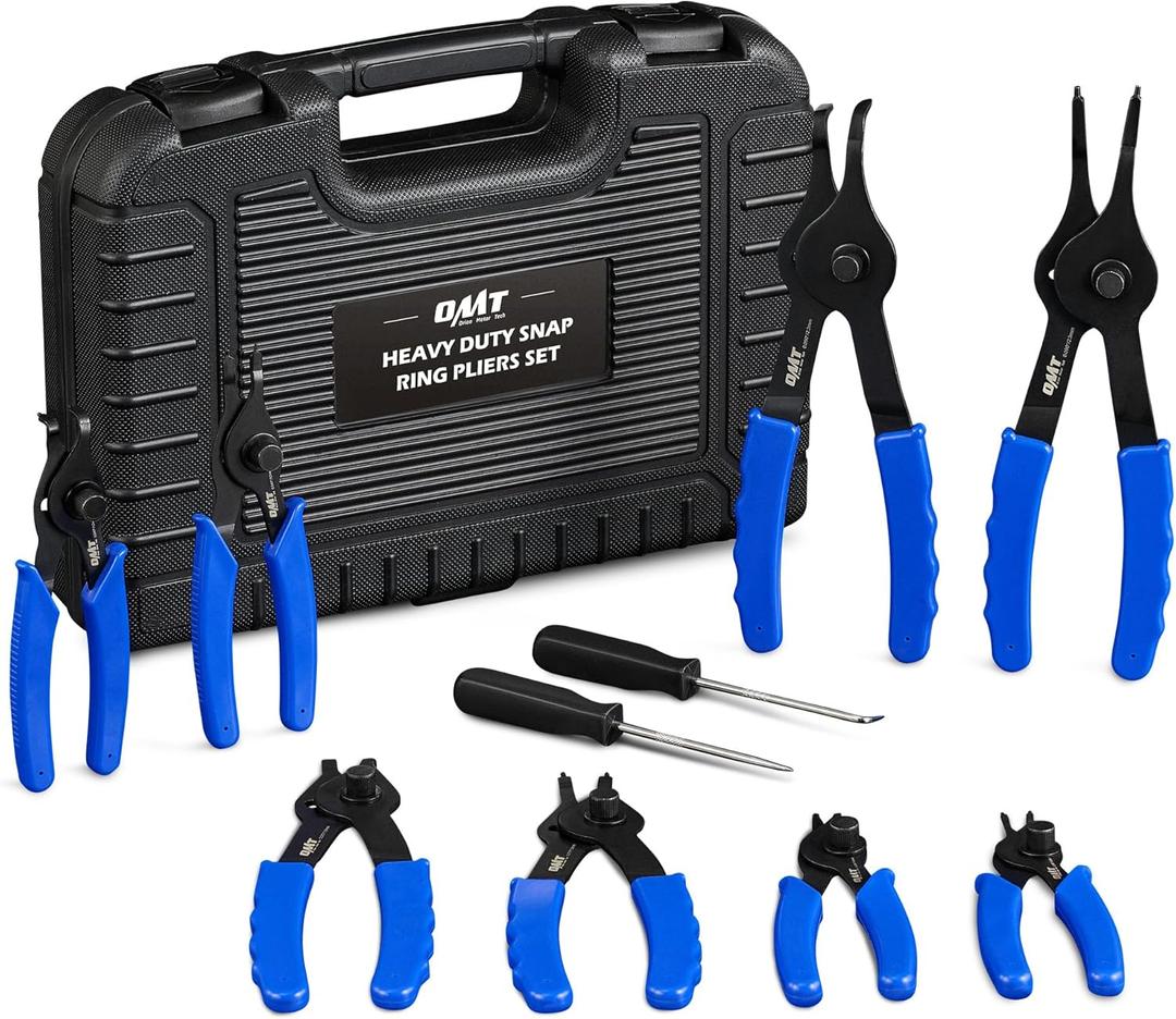 Orion Motor Tech 10pc Snap Ring Pliers Set, Internal & External Circlip Pliers Set with Straight Bent Pliers Hook and Pick, Heavy Duty Snap Ring and Circlip Removal Tool with Storage Case & Gloves (Black)