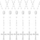 Beeveer 50 Pcs Glow in the Dark Rosary Beads Catholic Luminous Cross Rosary Necklaces Religious Plastic Crucifix Chains Pearlized Catholic Prayer Bead