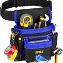 Tool Belt,Magnetic Tool Pouch,14-Pockets Tool Belts for Men,Detachable & Adjustable Tool Pouch belt for Electrician,Carpenter,Construction,Work Apron,Utility Belt,Black-Blue