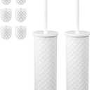 Toilet Bowl Brush and Holder Set 2 Pack with 4 Extra Brush Heads (White)
Extra Long Handle with Splash Guard Cover, Tool-Free Installation, Bathroom Space-Saving, Cleaner Sets for Apartments, RV