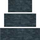 Ottomanson 3-Piece Machine Washable Kitchen Rug Set, Non Slip Kitchen Floor Mats & Runner, Low Profile, for Sink, Stove & Kitchen Island, 22.5" x 36" + 22.5" x 48" + 22.5" x 60", Tonal Charcoal Navy
