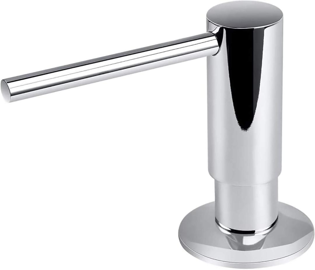 Samodra Sink Soap Dispenser, Metal Pump Head Liquid Lotion Countertop Kitchen Bathroom Soap Dispenser with 12 OZ PET Bottle (Chrome)