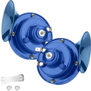 3 x 2PCS 300DB Super Loud Train Horns, 12V Waterproof Air Horns Replacement Kit, Car Air Electric Snail Double Horn, Automotive Accessories Universal for Car, Motorcycle, Truck, Bike, Boat (Blue)