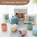 Moonkie Baby Training Cup & Sippy Cup Set | 4 Months+ | Baby-Led Weaning Essential | Gift for Infants (Mint Cup Set, 2 Pack)