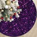 Purple Christmas Tree Skirts 21 Inch Mini Xmas Tree Skirt with Velvet Fabric Luxury Shiny Christmas Tree Mat Round Table TopTree Blanket Decoration for Happy New Year Christmas Party Holiday Birthday